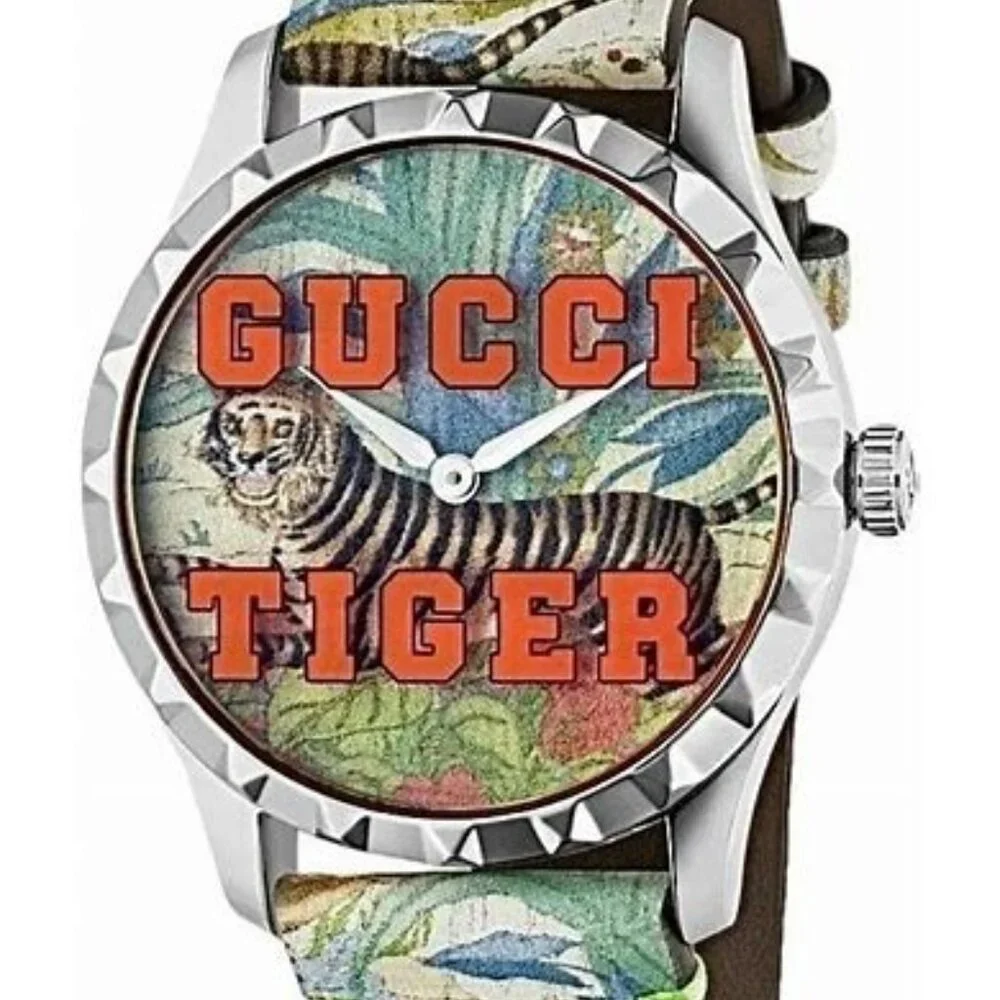Gucci G-Timeless Tiger Swiss Watch 38mm, Sapphire Crystal, Swiss Made NEW